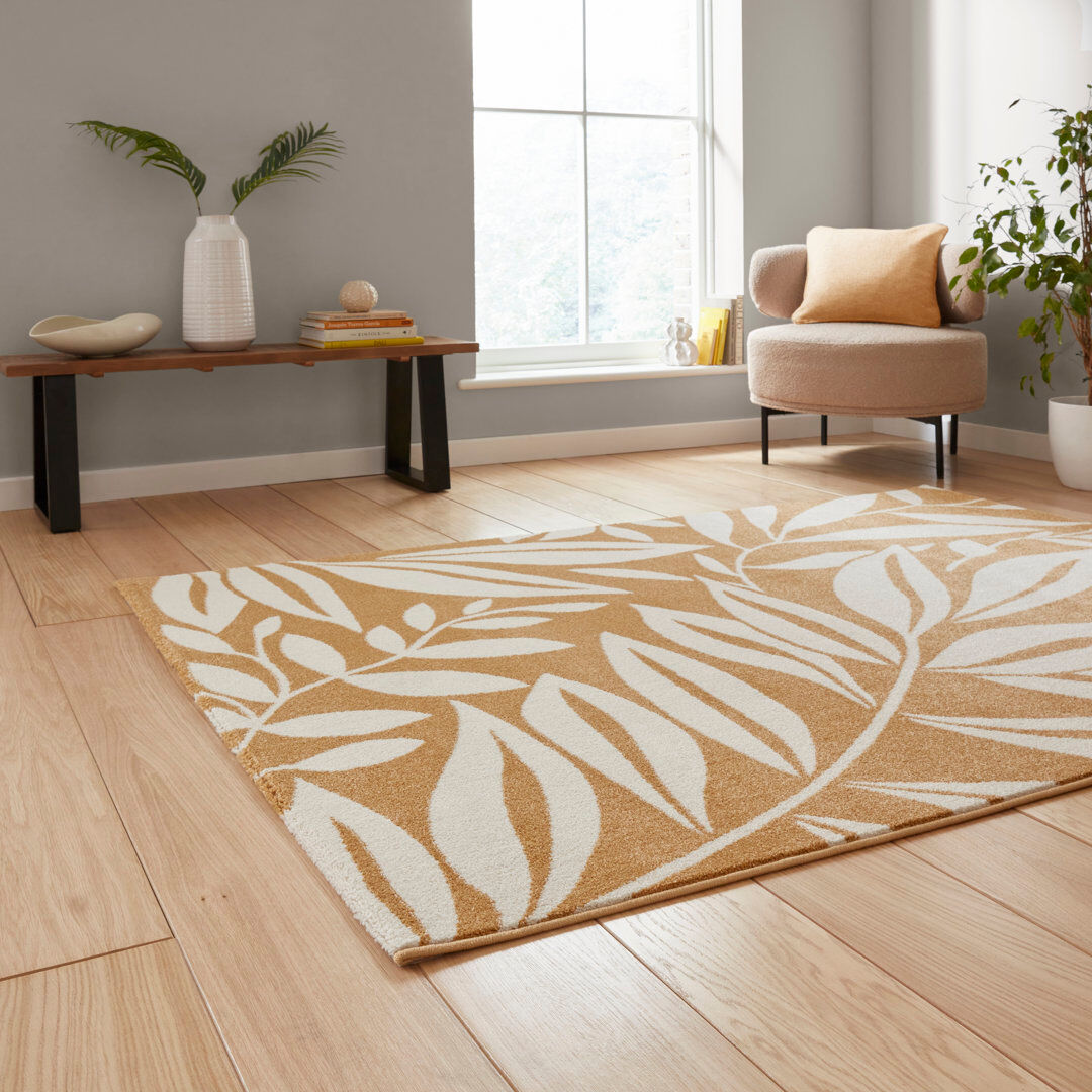 Catherine Lansfield Floral Area Rug Yellow Rectangle 160 x 230 cm