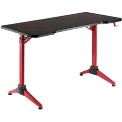 LogiLink Gaming-Schreibtisch mit Geo-Wabenmuster, Gaming Tisch, Schwarz, Rot