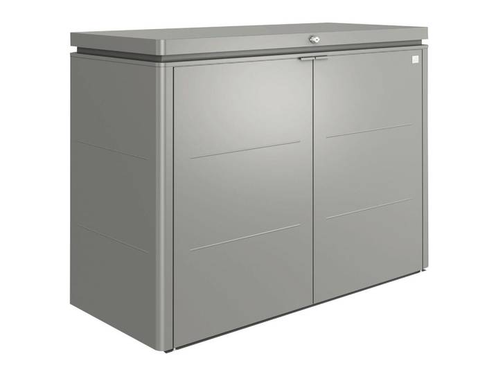 Biohort Gartenbox, Grau, Metall, 205x127x84.5 cm, Deckel aufklappbar, regenabweisend, wetterbeständig, mit Türen, absperrbar, integrierte Durchlüftung, wartungsfrei, Gartenzubehör, Gartenbox