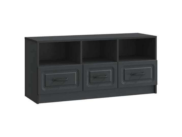 LKJephalotrope TV-Schrank Schwarz 102x34,5x47 cm Lowboard 3 Schubladen Kompaktes TV-Board für Wohnzimmer und Schlafzimmer mit 3 Schubladen und schwarzen Metallgriffen für Ihr Heimkino.