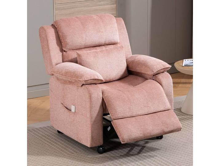 Fauteuil Relax Électrique DYHOME Fauteuil Inclinable Salon Avec Repose-Pieds en Tissu Chenille Rose