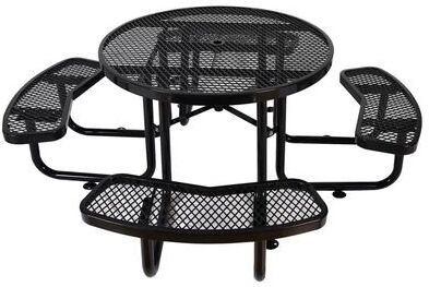 PRO_SELLERS 46 Inch Round Outdoor Steel Picnic Table with Thermoplastic Coating B