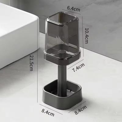 Uplift Treasures Minimalist Toothbrush Holder Set Compact Bathroom Organizer With Gargle Cup & Tumbler Rack black