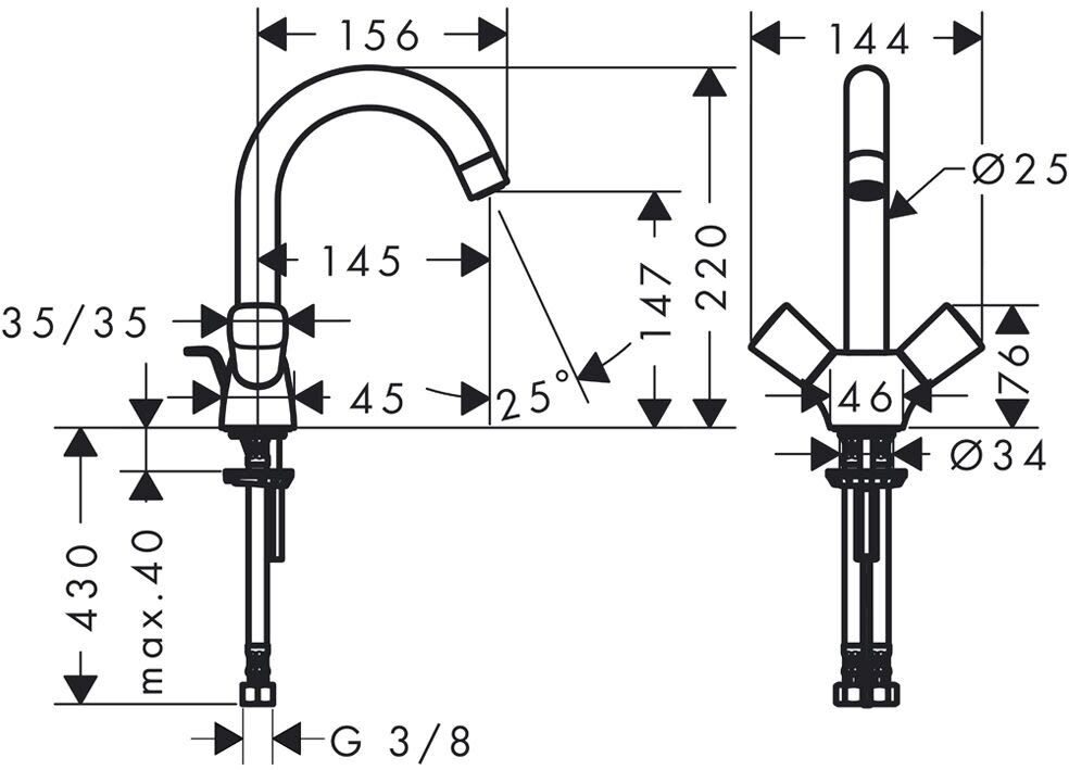 Hansgrohe Logis 2-Griff-Waschtischmischer 150