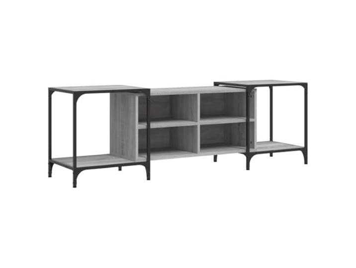 KUPTYERFG TV-Schrank Ausziehbar Grau Sonoma 89-153 cm TV Lowboard Metall Flexibles Fernsehregal für Wohnzimmer und Schlafzimmer mit verstellbarer Breite von 89 bis 153 cm und Ablagen.