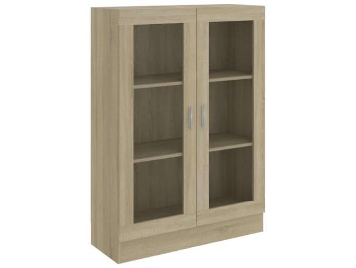 KDVXBCQJH Vitrinenschrank Sonoma-Eiche 82,5x30,5x115 cm Holzwerkstoff Vielseitiger Wohnzimmerschrank mit Glastüren und geräumigen Fächern für Schlafzimmer, Flur und Büro.