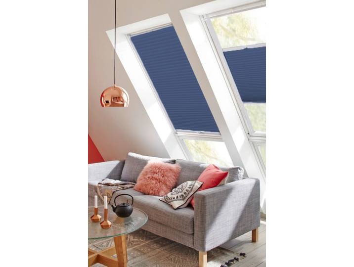 Dachfensterplissee SUNLINES StartUp Style Honeycomb VD , blau, B:117,3cm H:121,5cm, Plissees, Dachfensterplissee, mit Führungsschienen