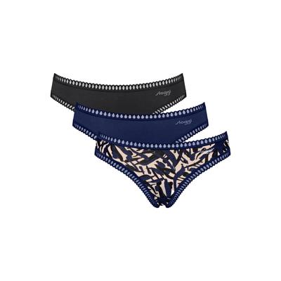 Slip SLOGGI "Slip GO Crush Mini C3P 3er Pack", Damen, Gr. S, blau, Obermaterial: 95% Baumwolle CO. 5% Elasthan EL., Unterhosen Slip