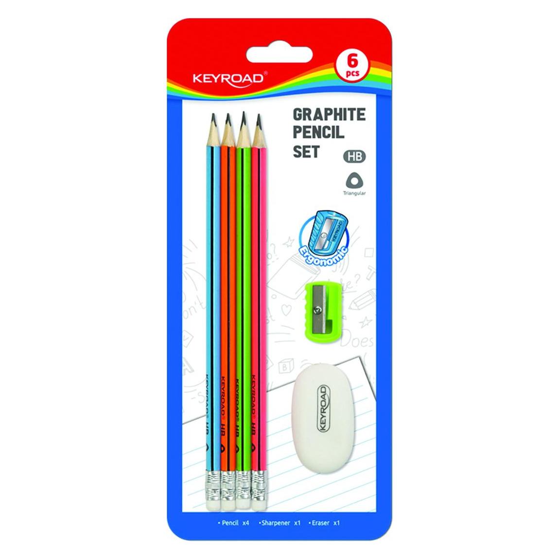 Keyroad Bleistiftset hb schulset, 6 elemente, blister, farbmischung (HB, 6x) (41943713)
