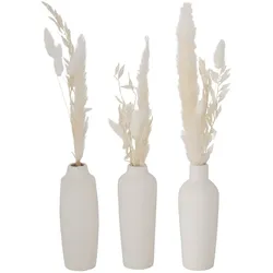 Boltze Vase Bianca mit Samtgras 3er, weiß, 16 cm
