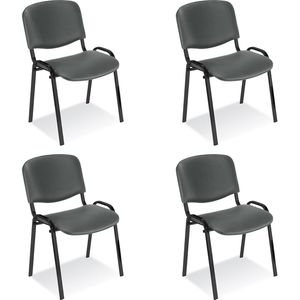 Nowy-Styl Besucherstuhl Iso black, stapelbar, Vierfußstuhl, Kunstleder, anthrazit, 4 Stück