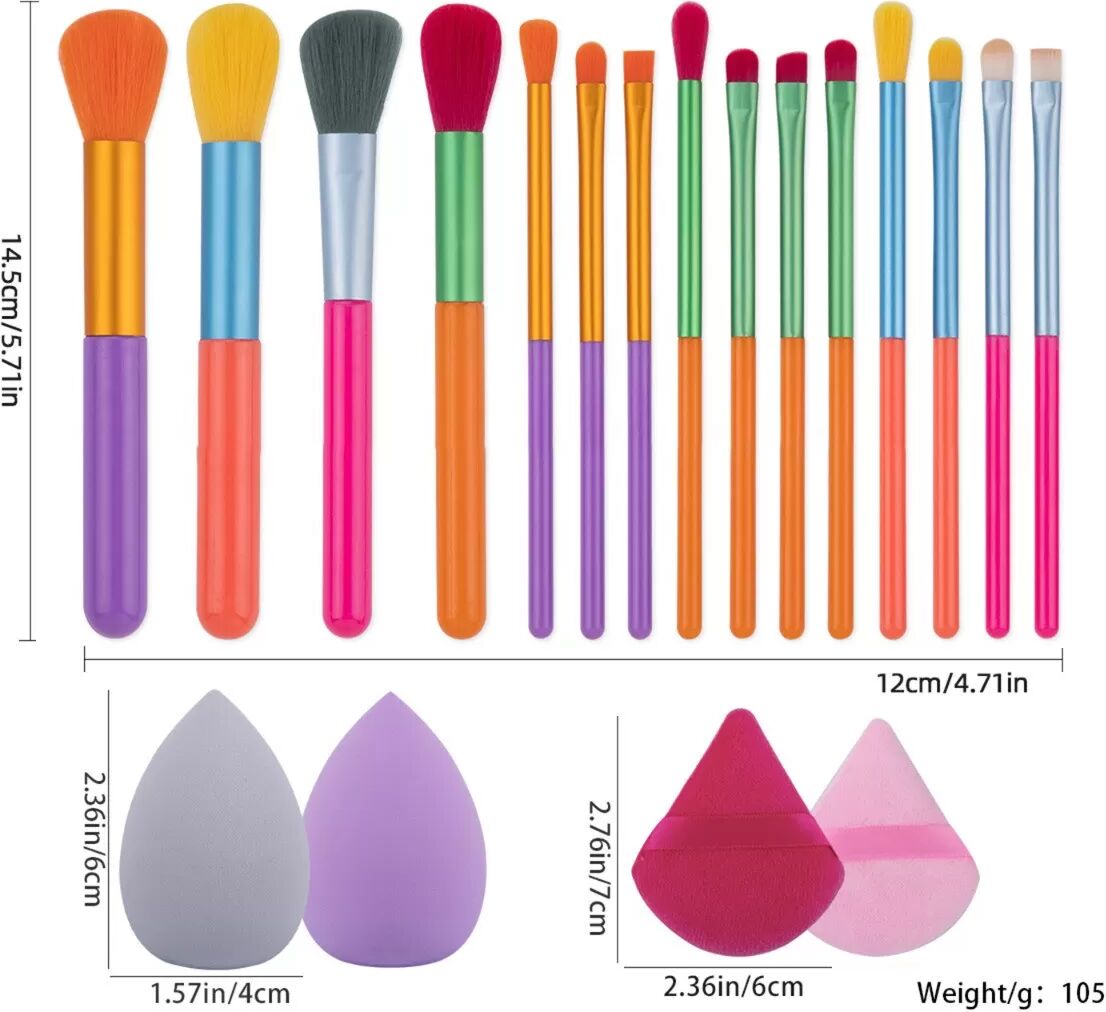 INF Ensemble de 15 pinceaux de maquillage aquarelle - Pinceaux en fibres synthétiques douces pour une application impeccable