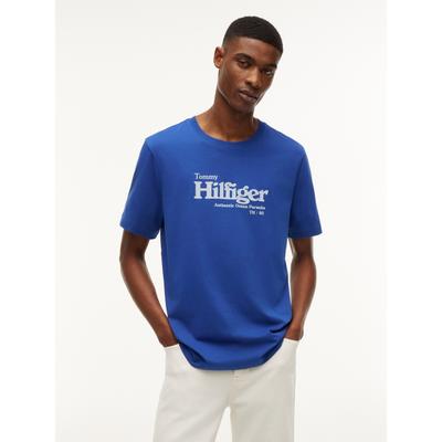 T-Shirt TOMMY HILFIGER "NAUTICAL CHEST GRAPHIC REGULAR", Herren, Gr. S, blau (pigment blau), Obermaterial: 100% Baumwolle, regular fit normal, Rundhals, Shirts T-Shirt