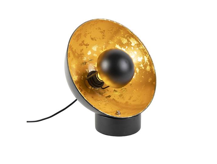 Lampe de table industrielle noire avec intérieur doré - Magna