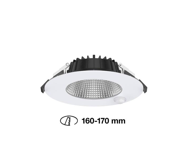SLC Shift LED downlight Ø 18cm wit met sensor Shift, dimbaar, wit / opaal, Hal, Aluminium