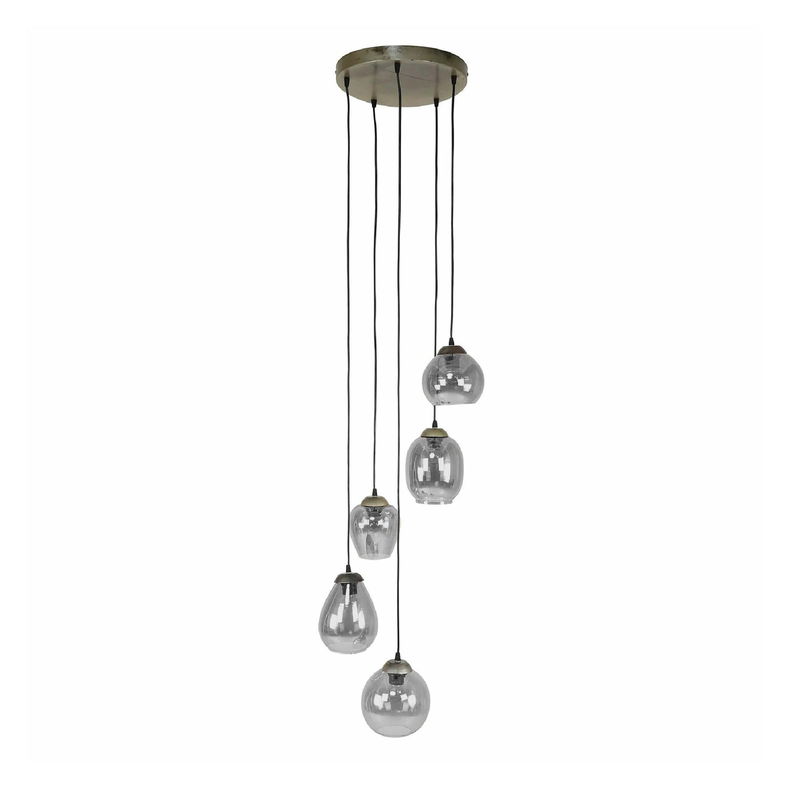 Nest of Nora Riko Hanglamp - 5-lichts getrapt design - Chroom en Glas - Diameter: 18 cm