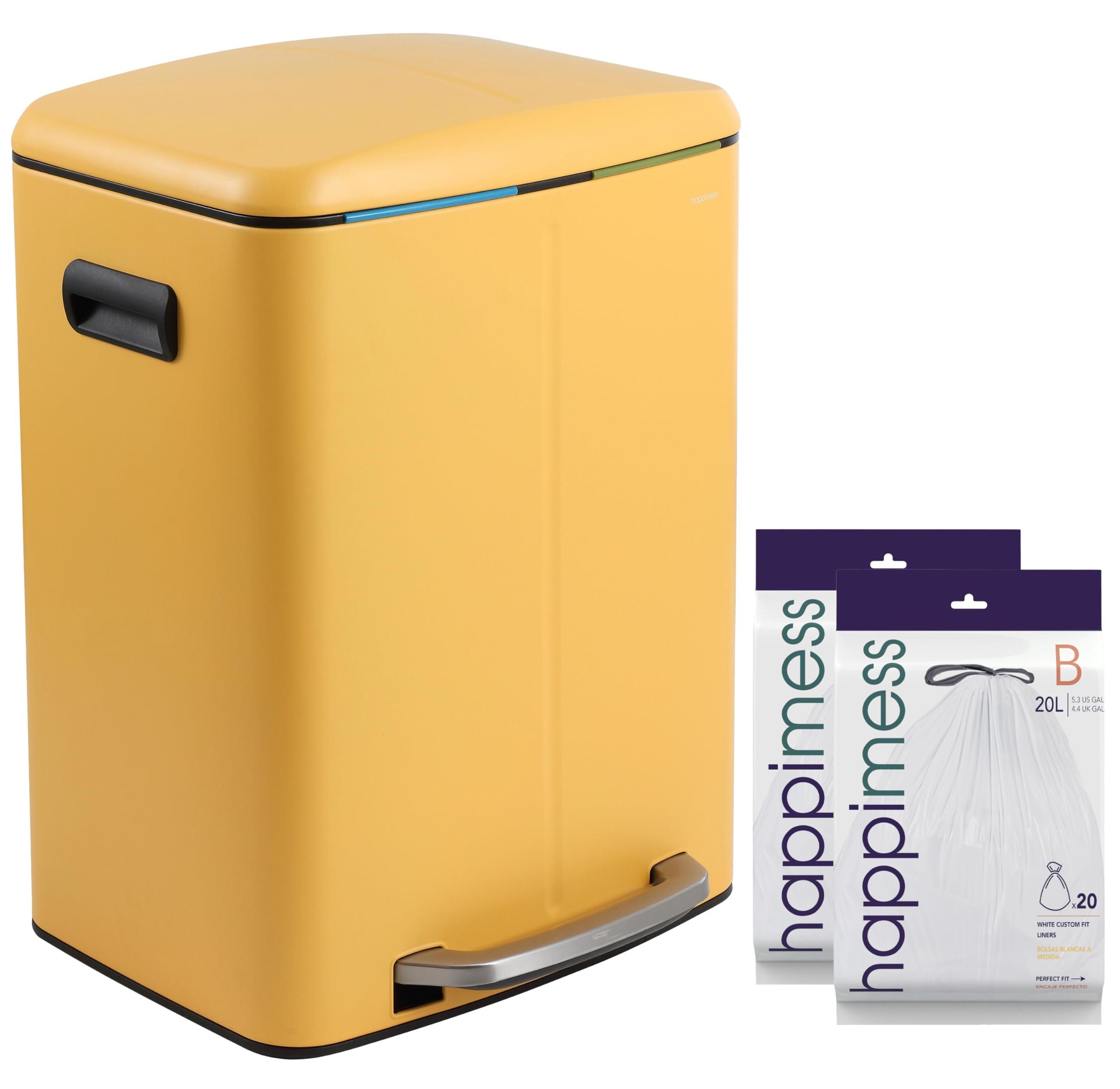 Mülleimer 40L Doppel-Eimer Softclose Narzissengelb
