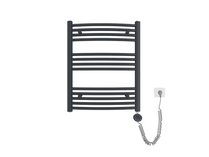 Emke Handtuchheizkörper elektrisch gebogen Anthrazit 75/60/5,6 cm, Metall, 60x75x5.6 cm, Elektrogeräte, Heizgeräte, Heizstrahler