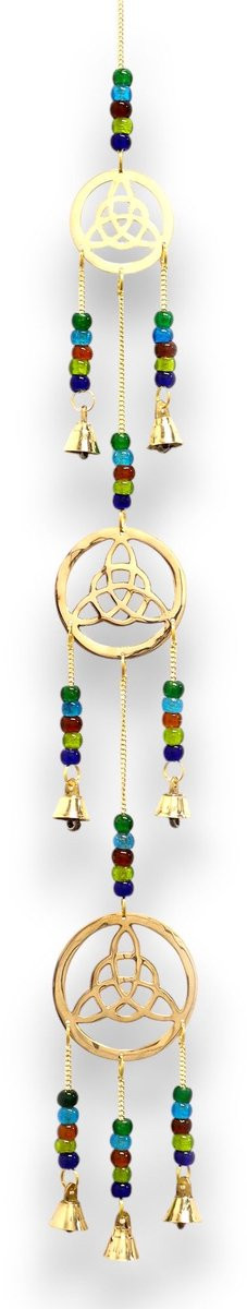 Ancient Wisdom Windgong Indiase klokkenspel met Hamsa en 3 bellen - 14 x 55 cm