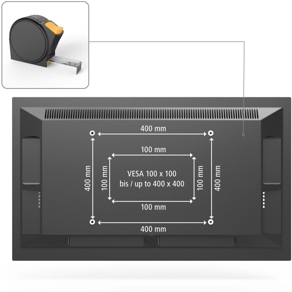 Hama TV-Wandhalterung "Wandhalterung (fix, 32"- 65", VESA 400x400)", schwarz, Gerätehalterungen, mit Diebstahlschutz, TV-Wandhalterung