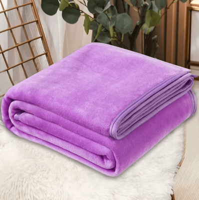 Inspire Curations Solid Coral Fleece Soft Warm Throw Blanket purple 100x70cm