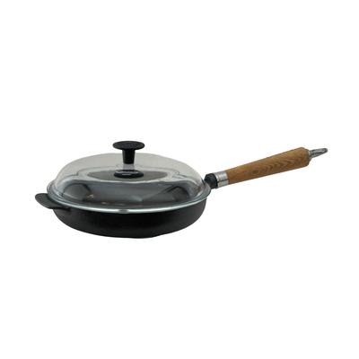 Bratpfanne RONNEBY BRUK "Maestro, hoch, mit Glasdeckel", schwarz, mit eichenholzgriff, B:25cm H:13cm L:50cm, Pfannen, Bratpfanne