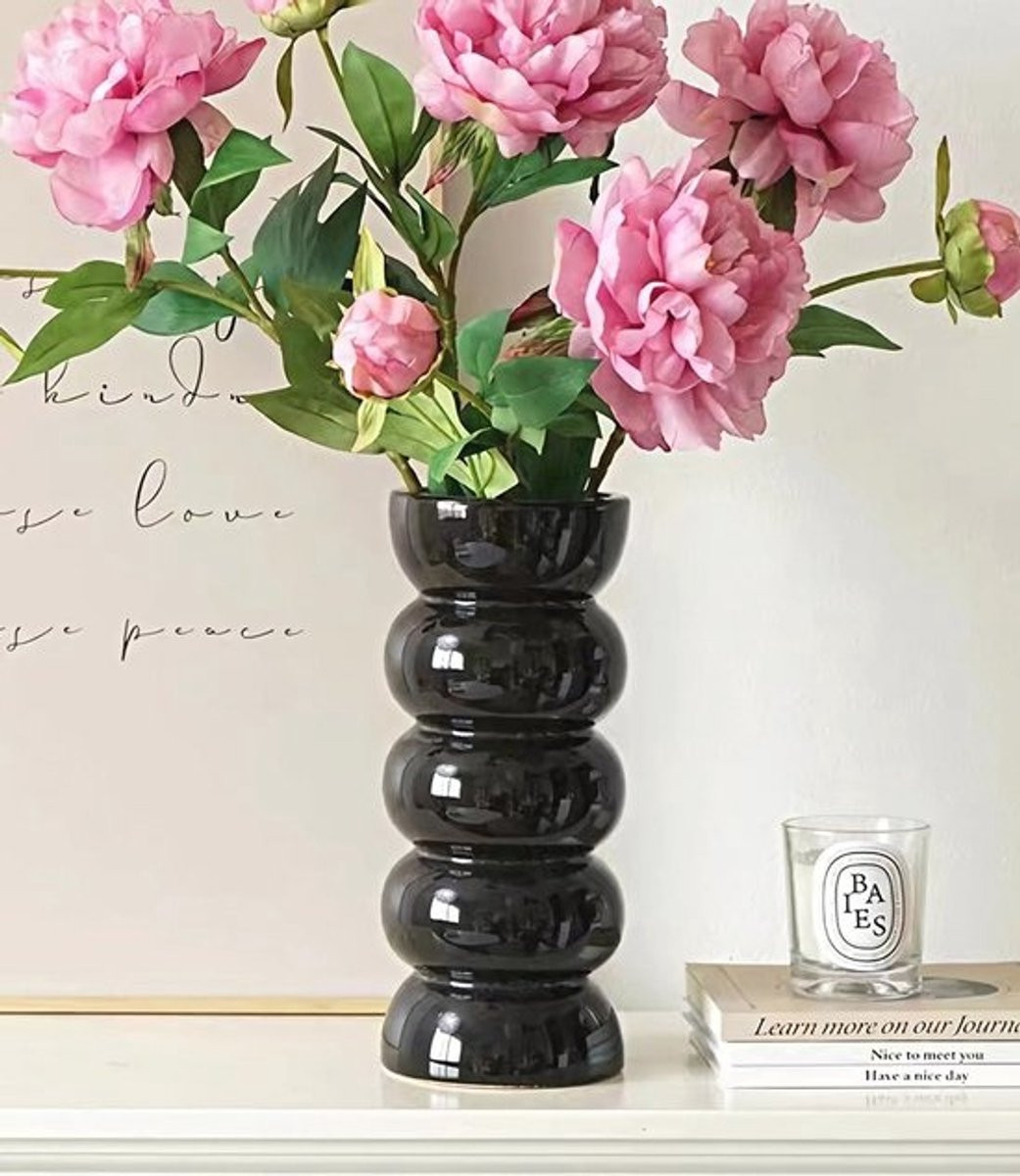 Moderne zwarte keramische bubbelvaas voor bloemen en woondecoratie