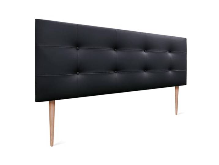 DHOME Kopfteil, gepolstertes Bett Kopfteil 8cm dick. Gepolstertes Kopfteil ACUALINE Stoff und Kunstleder. Bett-Kopfteile (Kuntsleder Schwarz, 160x115cm Mit Füßen (Betten 150/160))