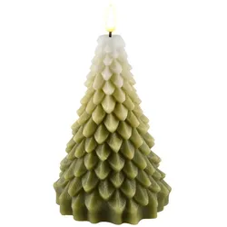 Weihnachtsbaum LED Kerze Weiß/Grün 16cm
