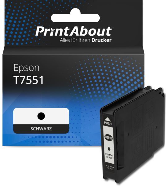 PrintAbout Druckerpatrone kompatibel mit Epson T7551 - Schwarz