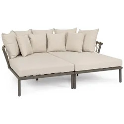2er-Set Gartendaybed Lanai - Aluminium & Seilgeflecht, Kakaobraun, inkl. Kissen