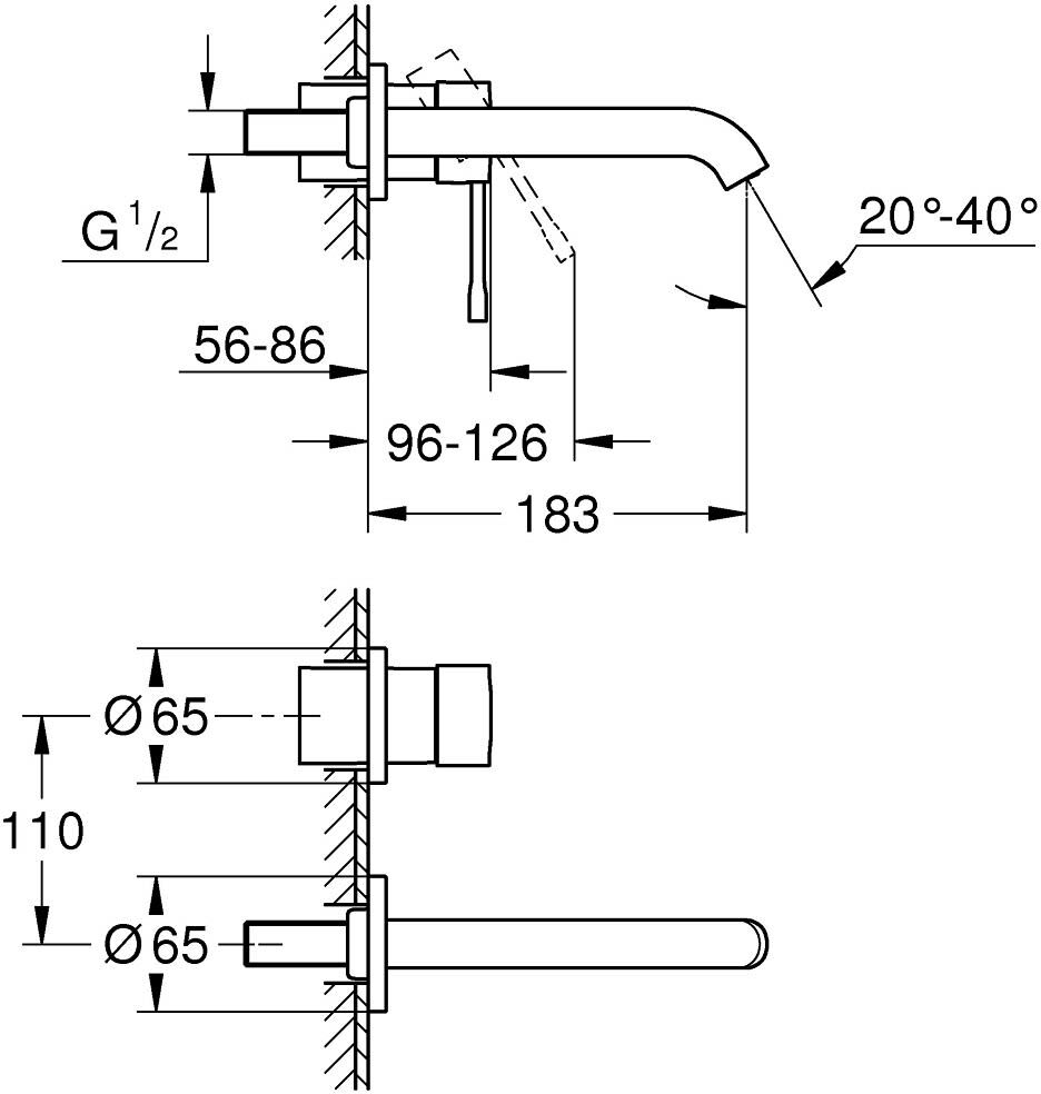 Grohe Essence New 2-Loch Waschtischbatterie mit kurzem Auslauf, Badarmaturen, 19408A01, hard graphite