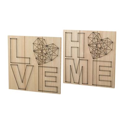 Holzbild CREATIV HOME, beige (farbe bild(er): natur), B:30cm H:30cm T:4cm, Bilder, Holzbild, Wanddeko, aus Holz, mit Schriftzug