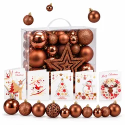 Weihnachtskugeln Braun 51 tlg. | 50 Kugeln plus Sternspitze | glänzend, matt, glitzernd | Ornament, Glitzernd | für Innen und Außen | ONBEST
