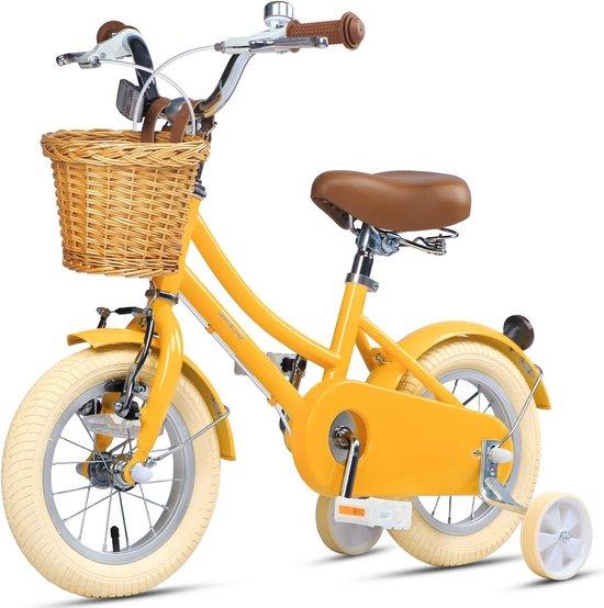Mädchenfahrrad mit Korb - Kinderfahrrad - Zum Lernen des Fahrens - Inklusive Stützräder - 12 bis 20 Zoll - Verschiedene Farben