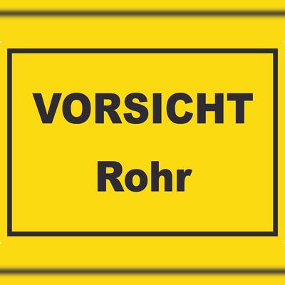 HB-Druck Vorsicht Rohr Aufkleber mit Text A5 (148x210mm)