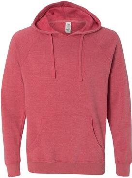 Independent Trading Co. PRM33SBP Blend Raglan Hooded Pul T-Shirt in Pomegranate size Medium   Cotton/Polyester