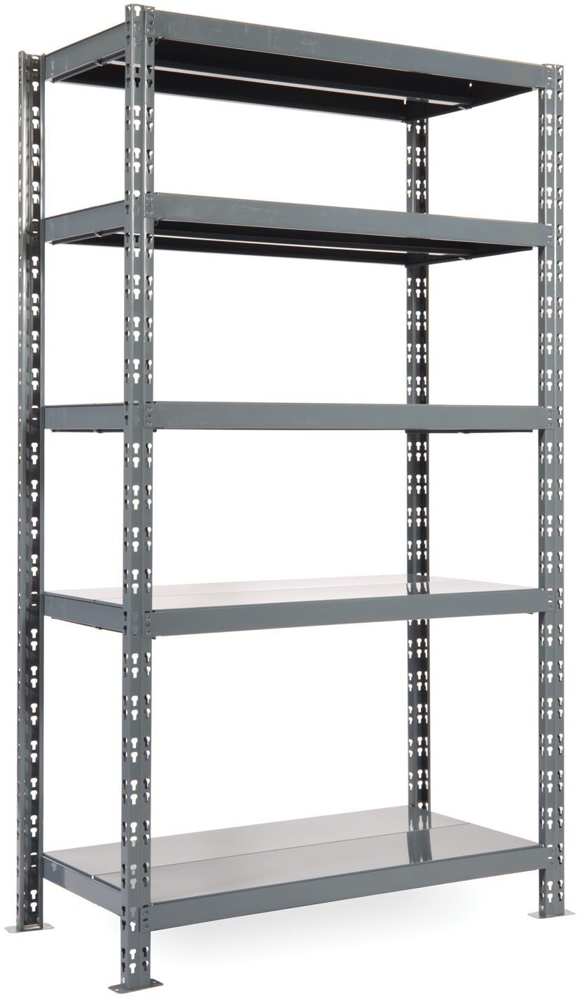 B2B Partner Fachbodenregal 1800x1600x600 mm, 5 Regalböden, Traglast eines Bodens 200 kg, Grundregal