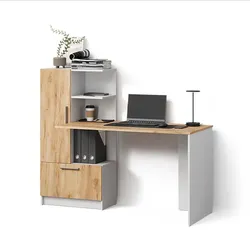 SCHREIBTISCH Lorena Weiß/Goldkraft Eiche 150 x 120.1 cm mit 2 Türen