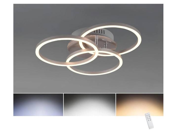 Trio LED Deckenleuchte Circle Nickel matt Ø43\,5cm 27W 3200lm 2700K-6000K dimmbar Fernbedienung