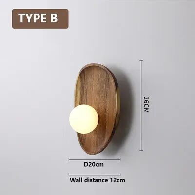 Friendly Fresh Finds Wooden Wall Lamp Vintage Glass LED Wall Sconce Lighting For Living Room Decor type B neutral Light