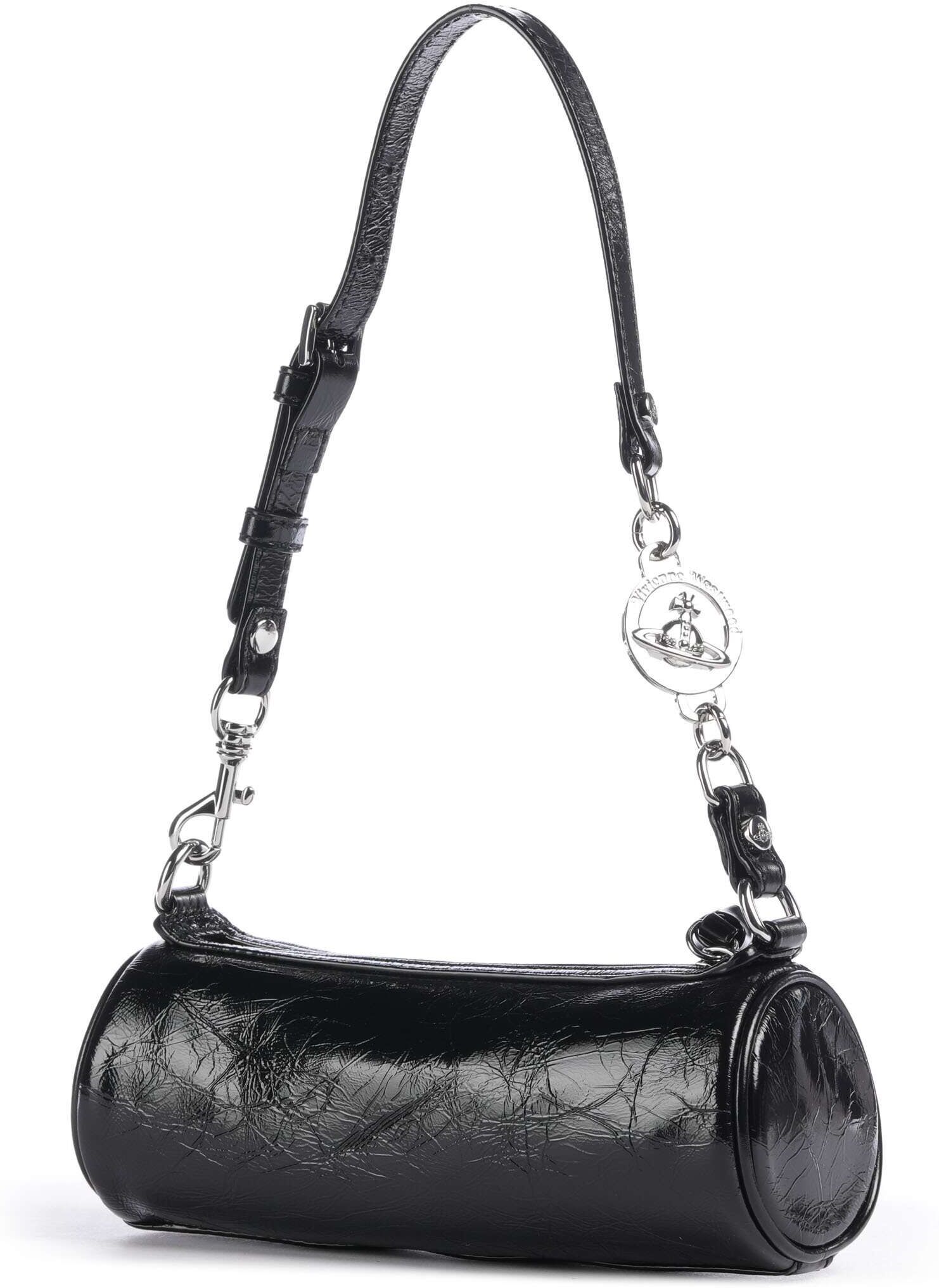 Vivienne Westwood Cindy Naplak Small Schultertasche aus Leder, schwarz