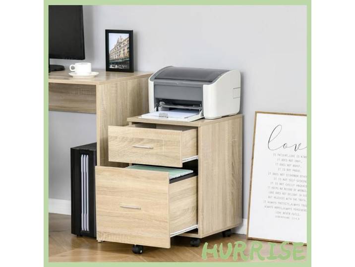 Cocosity Caisson De Bureau Caisson De Rangement Mobile 2 Tiroirs 5 Roulettes En Panneau De Particules 39 5 X 39 X 58 5 Cm Chêne