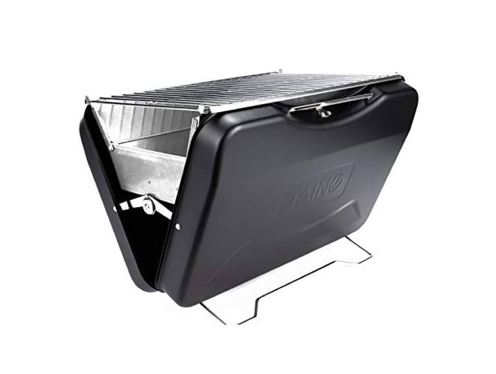 TAINO MOX Barbecue au Charbon de Bois - Valise de Camping Style Rétro - Pliable et Portable - Noir