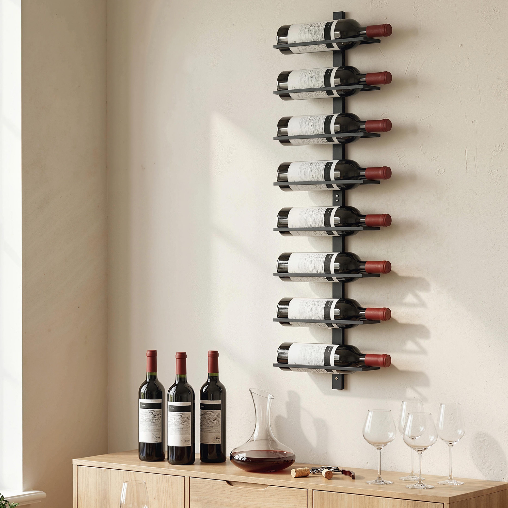 Homcom Portabottiglie da Parete per 8 Bottiglie, Vino Cucina e Sala da Pranzo, Nero   Aosom Italy