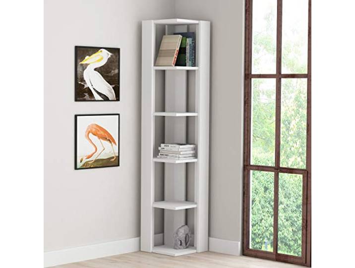 HOCUS PICUS Eckregal mit 5 Ebenen, 161 cm, Weiß