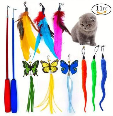 Inspire Essentials Feather Wand Cat Toy Set Feather Wand Cat Toy Set