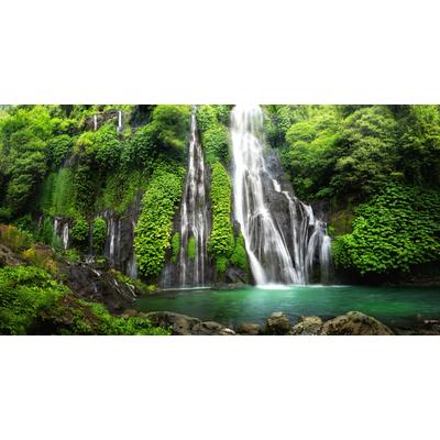 Fototapete PAPERMOON "LAGUNE IM URWALD MIT WASSERFALL", bunt, B:2m L:1,49m, Vlies, Tapeten