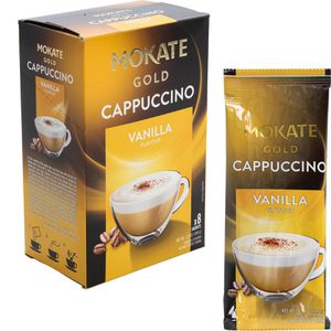 Mokate Kaffee Gold Cappuccino Vanilla, löslicher Kaffee mit Milchpulver & Zucker, 8 Portionssticks