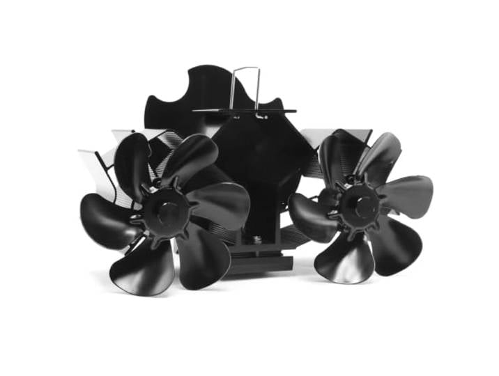 Relaxdays Ventilateur cheminée double\, noir alimenté par la chaleur\, 12 pales\, conduit de poêle\, 15 x 23\,5 x 15 cm